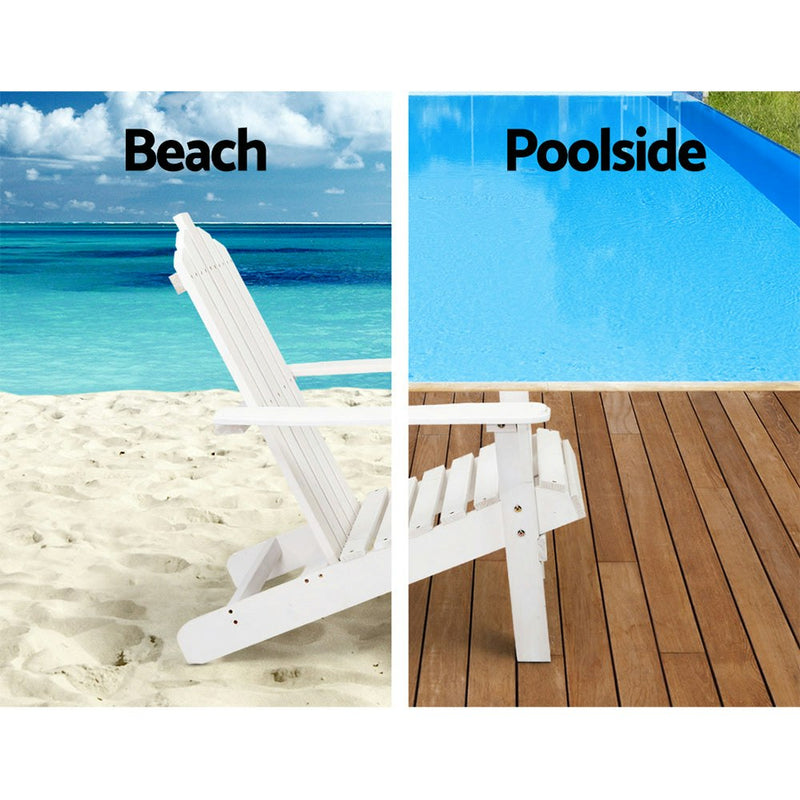 NNEDSZ Outdoor Sun Lounge Beach Chairs Table Setting Wooden Adirondack Patio - White