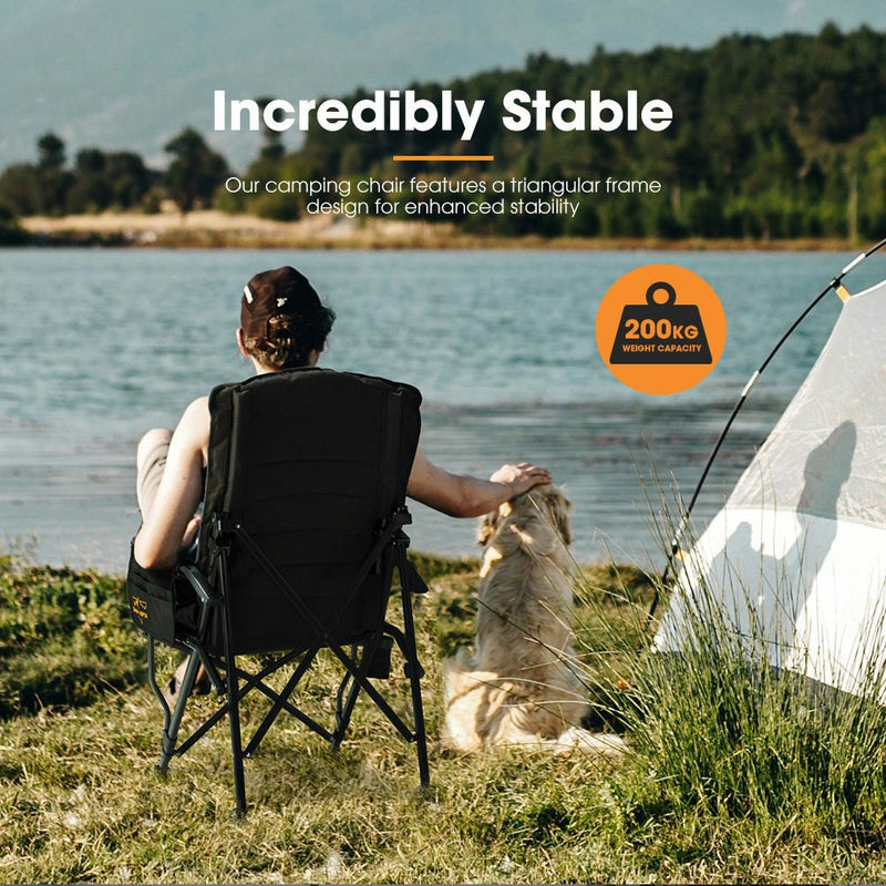 San Hima Luxury Folding Camping Chair Portable Outdoor Thick Padding With Storage Bag