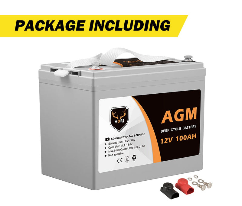 12V 100AH AGM Battery Slim Deep Cycle Battery Portable Sealed Marine