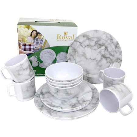 16 Piece Melamine Dinner Set - Marble