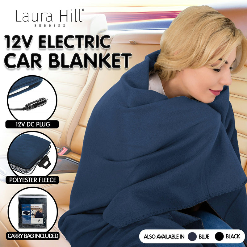 Laura Hill Heated Electric Car Blanket 150x110cm 12V - Navy Blue