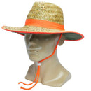 Lightweight UPF50+ Broad Brim Straw Hat with Adjustable Chin Strap (Orange)