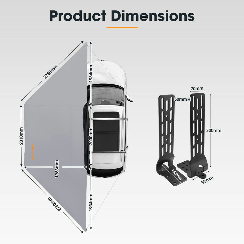 San Hima 180 Degree Free-Standing Awning 600D Double-Ripstop + "L" Bracket