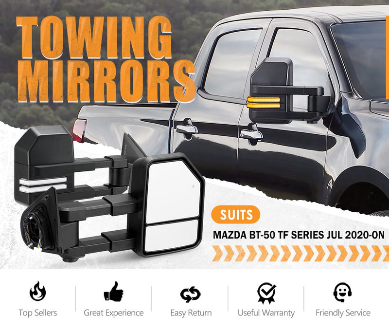 San Hima Extendable Towing Mirrors Gen2 for Mazda BT50 BT-50 TF Series JUL 2020-On