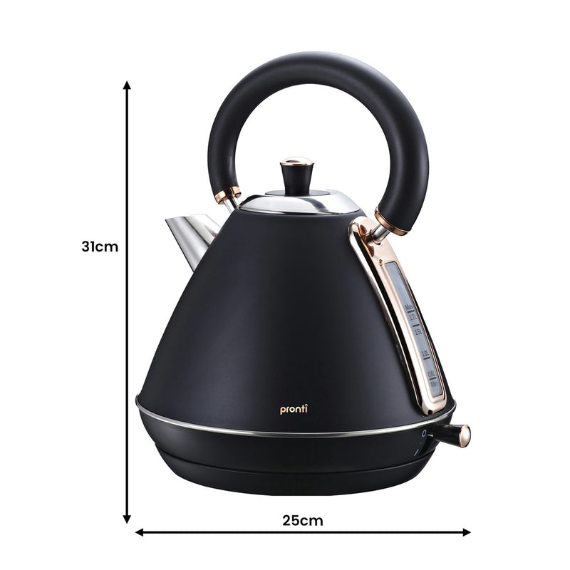 Pronti Kettle, Pronti Toaster and HomeMaid Coffee Machine Breakfast Set - Black