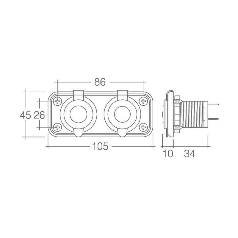 Narva 81144 Heavy-Duty Twin Accessory/Dual USB Sockets