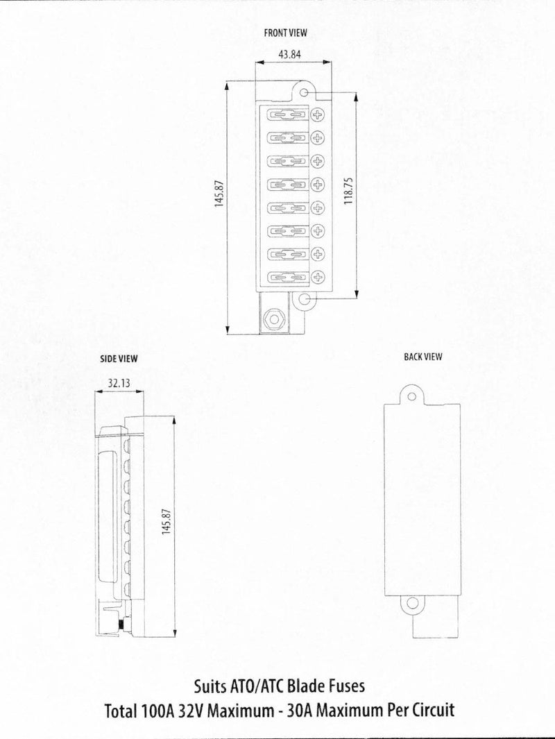 Enerdrive Fuse Block 8 Way Positive with Cover and Label Kit