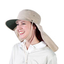 Uveto Tammin Hat with Front Broad Brim and Close-Fitting Neck Flap (Stone Colour)