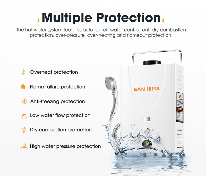 SAN HIMA Portable Gas Hot Water Heater System 8L