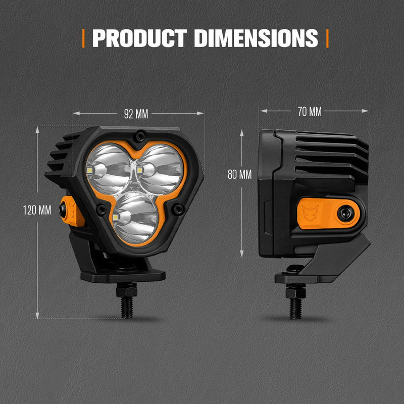 LIGHTFOX Pair&nbsp;3inch Cygnus-3 Osram&nbsp;LED&nbsp;Pod&nbsp;Lights w/ 3 pin DT Connector 1Lux@360m 3,236LM