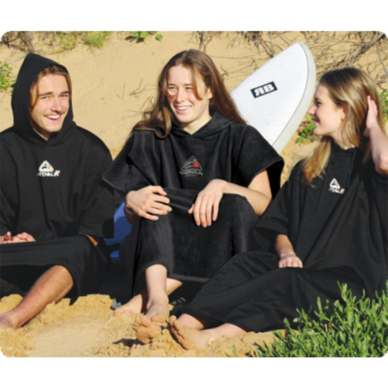 Adrenalin 2P Thermo Unisex Adult Hooded Poncho Towel Wearble Beach Blanket BLK L