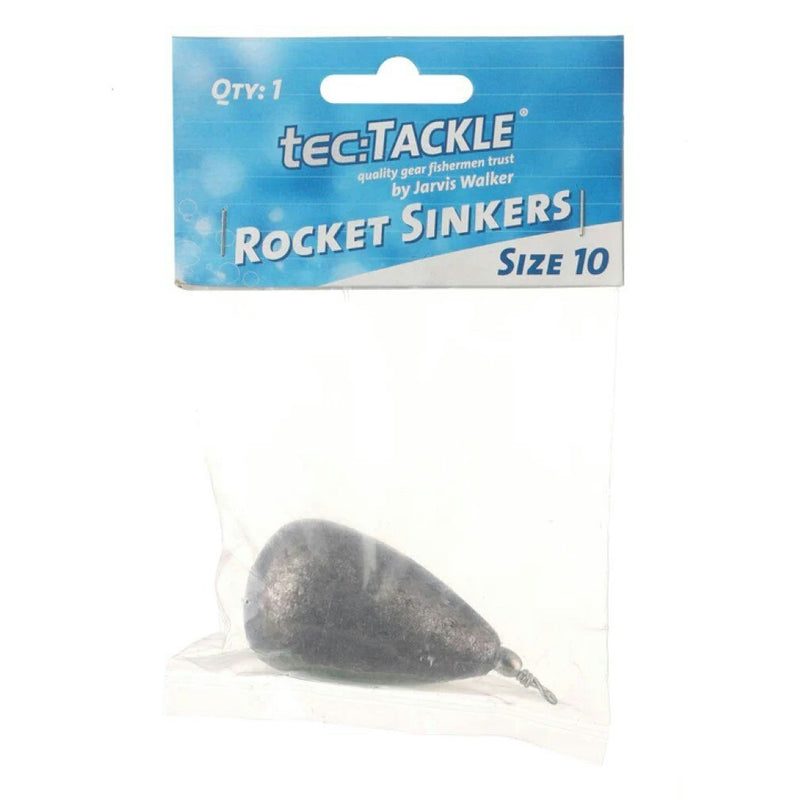 1 Pack of Jarvis Walker Size 10 Rocket Sinkers - 280gm Bomb and Swivel Sinker