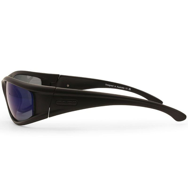 Dirty Dog Banger Satin Black-Grey/Blue Mirror Polarised Men's Sport Sunglasses 53730