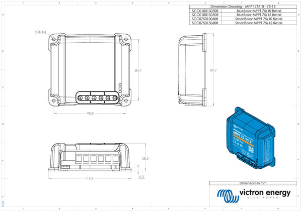 Victron 12/24V 10A BlueSolar MPPT 75/10 Non-Bluetooth Solar Charge Controller