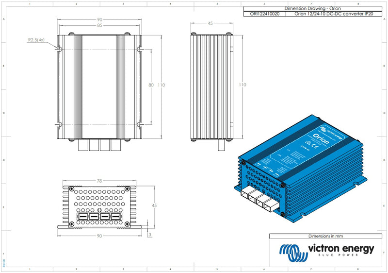 Victron 12V to 24V Orion 12/24-10A Non-Isolated IP20 DC-DC Converter