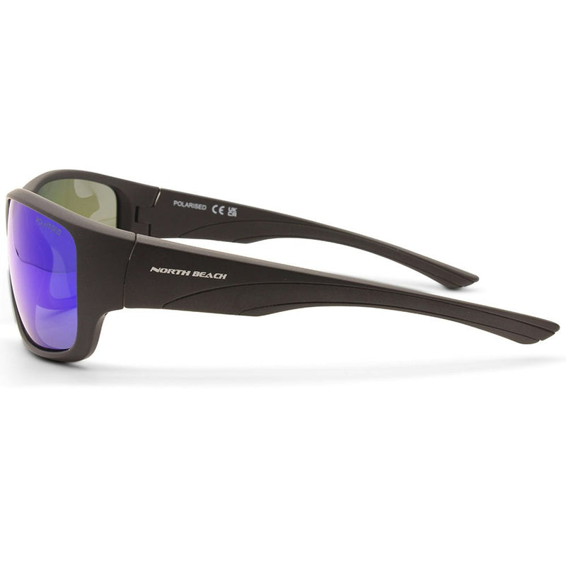 North Beach Galjeon Matte Black/Blue Mirror Polarised Sports Sunglasses 79595