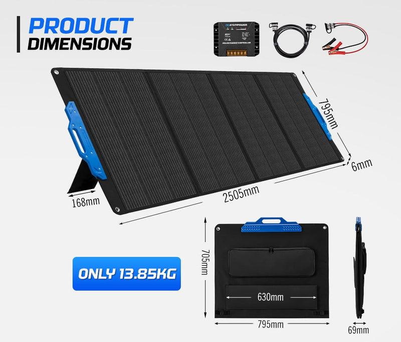 Atem Power 300W Flexible Folding Solar Panel Kit 12V Solar Mat Blanket Camping