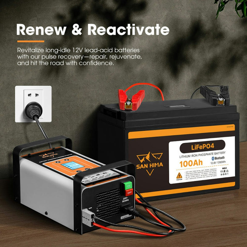 San Hima 40A Smart Battery Charger & Engine Starter For LiFePo4 AGM Lead Acid