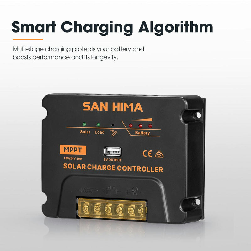 San Hima 20A MPPT Solar Charge Controller With Cable Regulator 12V/24V