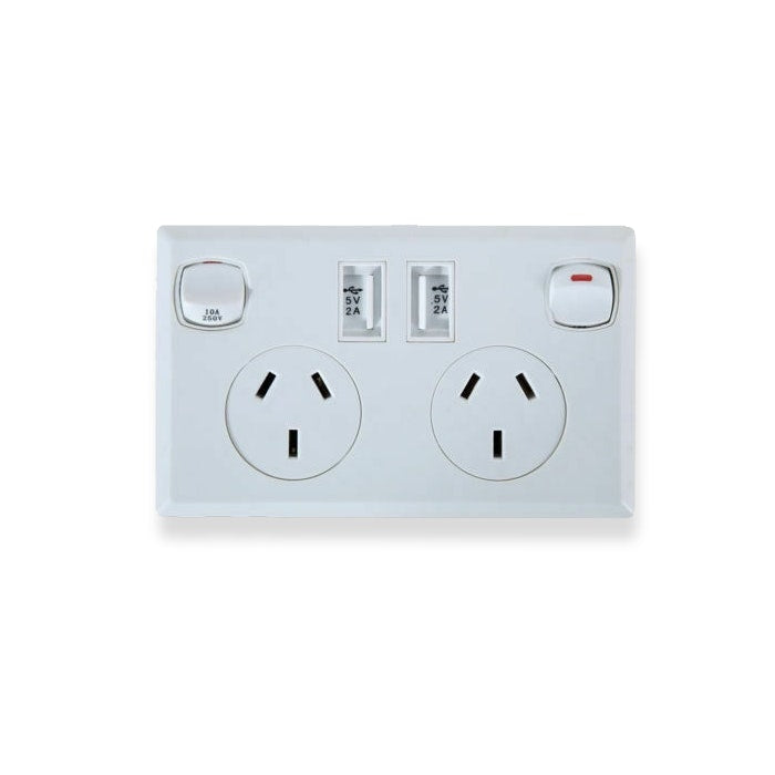 10 X DOUBLE USB Port Wall Socket Charger DUAL Power Receptacle Outlet AU Plug (Home use only)