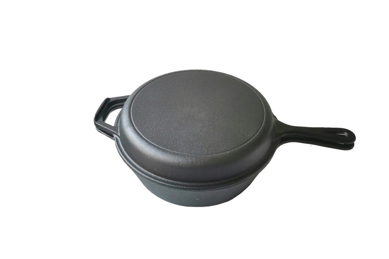 Wildtrak 3.2qt Cast Iron 26.5cm Combo Cooker Camp Over/Frying Pan Set Black