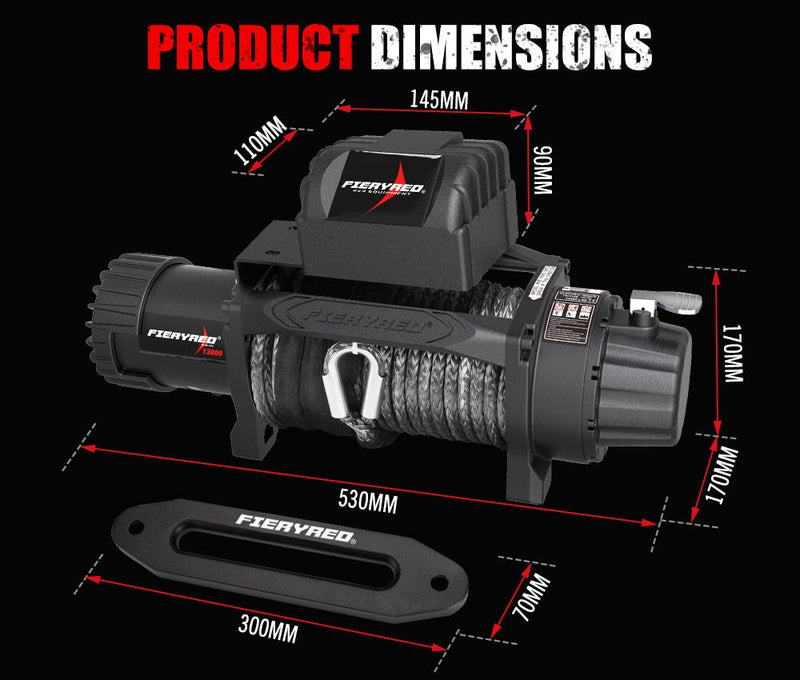 12V 13000LBS Electric Winch Synthetic Rope