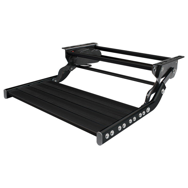 Black Single 12v Electric Caravan Step with LED Light