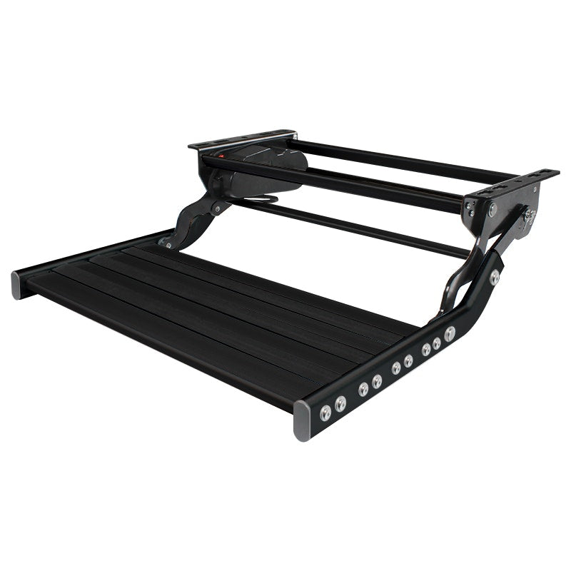 Black Single 12v Electric Caravan Step with LED Light