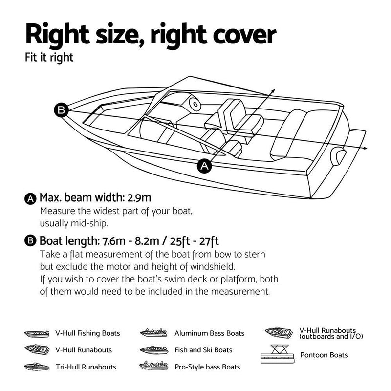 Seamanship Boat Cover Heavy Duty Black (25-27ft)