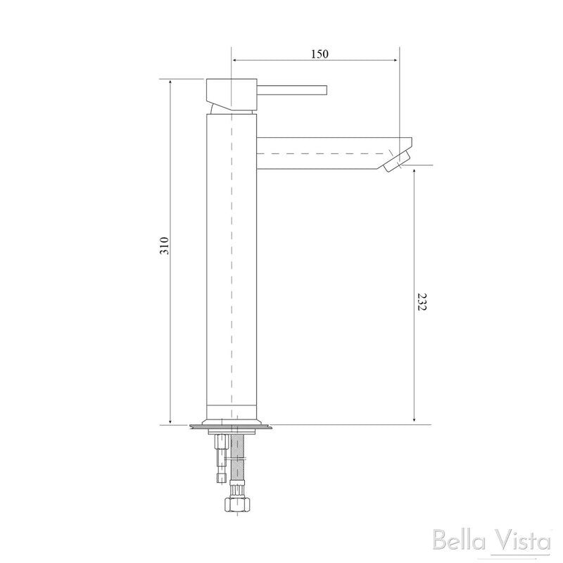 Bella Vista BM02-R-TALL BLK 'Raco' Round Tall Basin Mixer