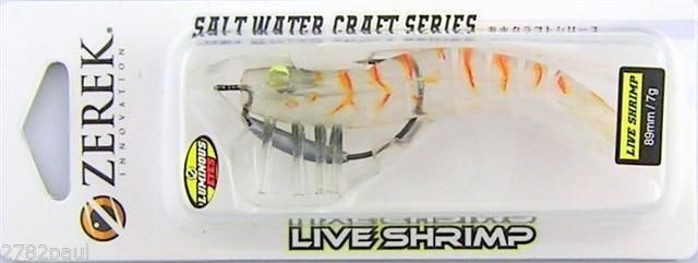 89mm Zerek Live Shrimp Pre Rigged Lumo Eyes Jointed Body Lure