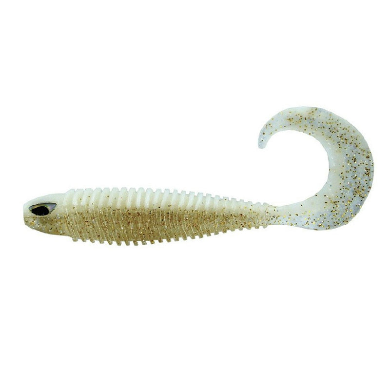 Chasebaits 3 inch Curly Baits Soft Plastic Fishing Lures - Pearl Prawn