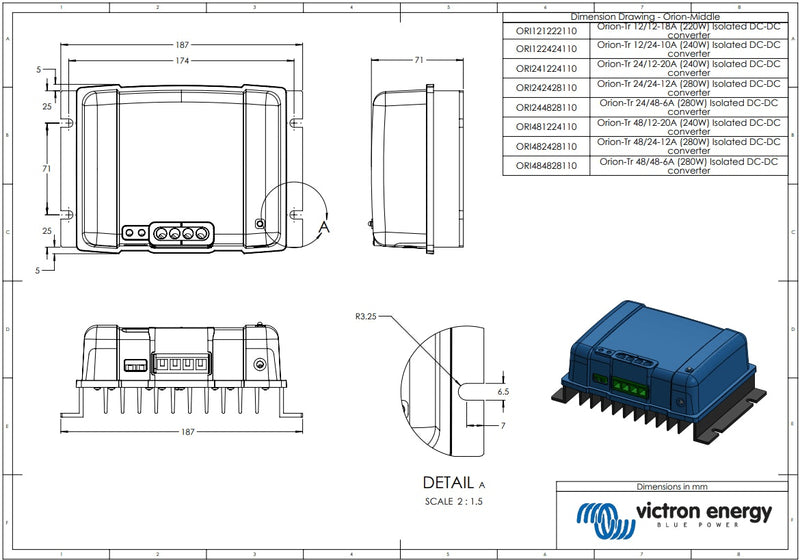 Victron 48V to 12V Orion-Tr 48/12-20A Isolated DC-DC Converter