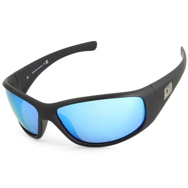 Dirty Dog Wolf Matte Black/Ice Blue Mirror Polarised Men's Sunglasses 53514