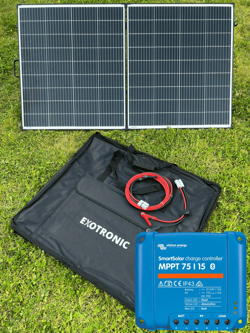 Exotronic 200W Portable Folding Solar Panel + Victron SmartSolar 75/15