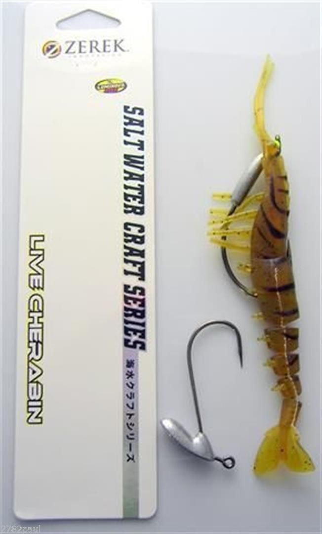 145mm Zerek Live Cherabin Pre Rigged Lumo Eyes Fishing Lure with Bonus Jig Head