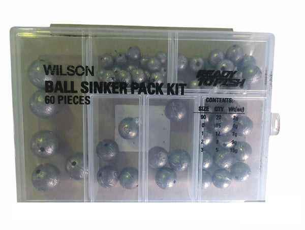 Wilson Ball Sinkers - 60 Piece Bulk Pack - Super Value 5 Popular Sizes