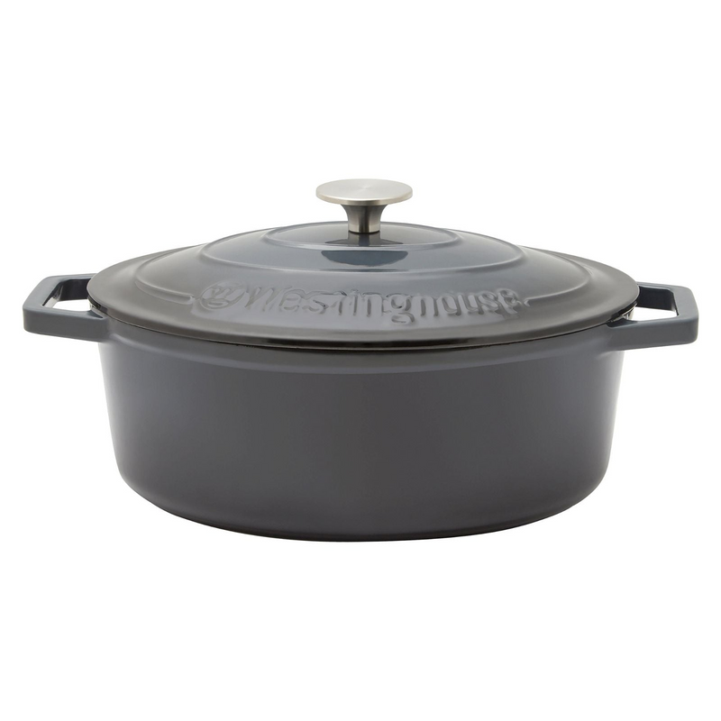 Westinghouse 5L 30cm Oval Cast Iron Pot Casserole in Ombre Grey
