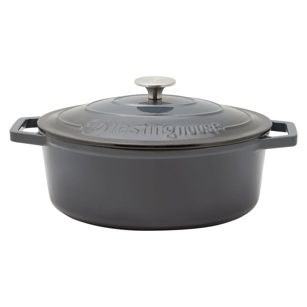 Westinghouse 5L 30cm Oval Cast Iron Pot Casserole in Ombre Grey