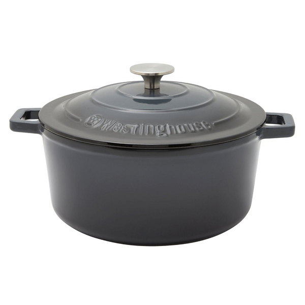 Westinghouse 5L 25cm Round Cast Iron Pot Casserole in Ombre Grey