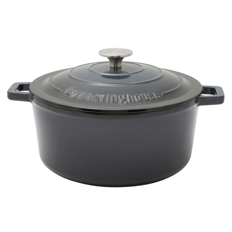 Westinghouse 5L 25cm Round Cast Iron Pot Casserole in Ombre Grey