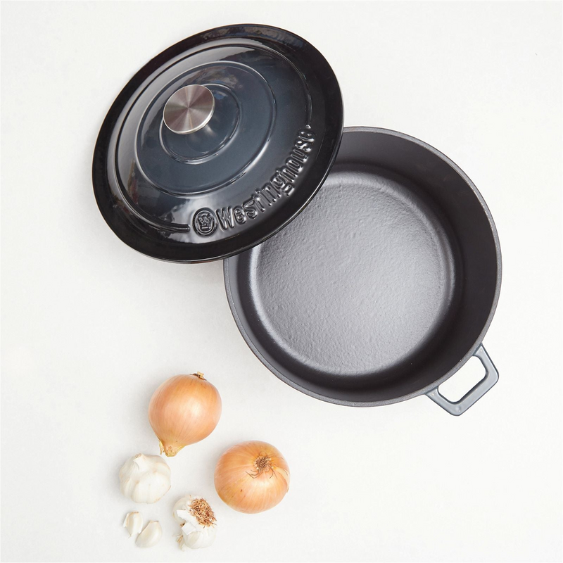 Westinghouse 5L 25cm Round Cast Iron Pot Casserole in Ombre Grey