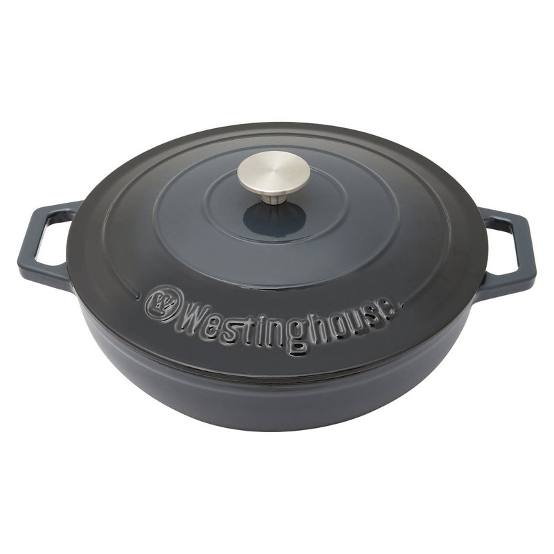 Westinghouse 4L 30cm Oval Cast Iron Pot Casserole in Shallow Grey