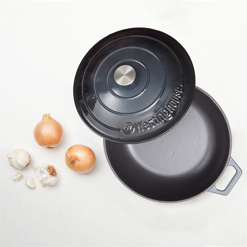 Westinghouse 4L 30cm Oval Cast Iron Pot Casserole in Shallow Grey