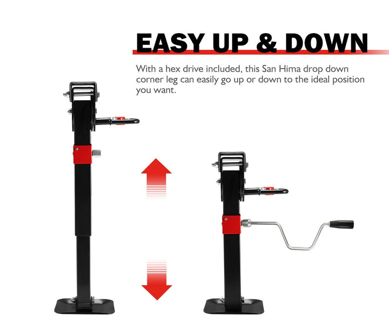 2x 400mm Corner Legs Drop Down W/Handle Steel Base 1200LBS