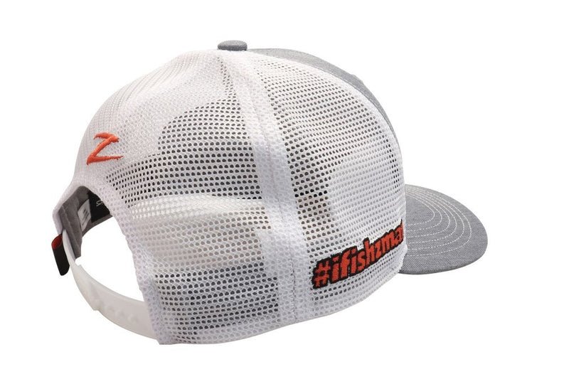 Zman Heather Grey/White Premium Trucker Cap - Fishing Hat with Snap Closure