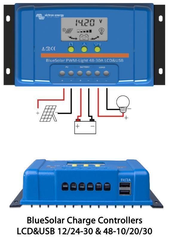 Victron 12/24V 30A BlueSolar PWM-LCD&USB Solar Charge Controller