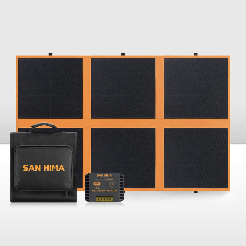 San Hima 12V 160W Folding Solar Blanket Flexible Blanket Kit Camping Charger