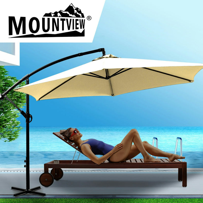 Mountview 3M Outdoor Umbrella Cantilever Garden Patio Beach Umbrellas Beige