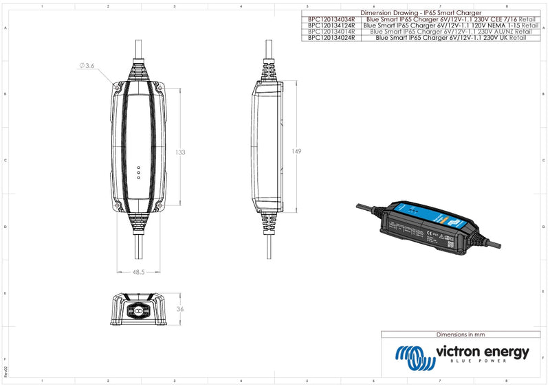 Victron 6/12V 1.1A Blue Smart IP65 6V/12V-1.1 AU/NZ Battery Charger